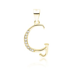 Pandantiv argint placat cu aur galben initiala litera G cu pietre DiAmanti LZ0002G_G-DIA (Argint 925‰ 0,9 g.)
